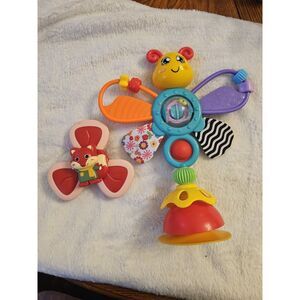 Bundle Of Baby suction cup High Chair Toys Spinner Lamaze Freddie Firefly